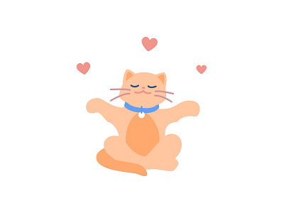 Be in love cat cute digital art flat heart illustration kitty love loved ones smile smiley sticker valentine vector