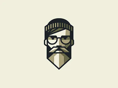 Modern Bearded Man Logo barber beanie beard beauty branding character design fashion geometric hipster identity illustration logo man mark modern portrait symbol vector