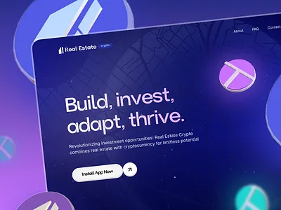 Real Estate Crypto website | UI/UX design coin crypto hero section invest mobile design product design purple ui ux web3 website