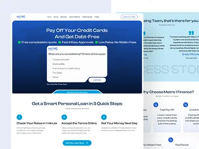 Metro Finance Landing Page Design finance landing page finance website glassmorphism luxury website modern landing page premium website ui ux website design