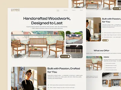 Carpenter Landing Page Design arhitecture website glassmorphism interior landing page design interior website luxury website modern landing page premium website ui ui ux website design