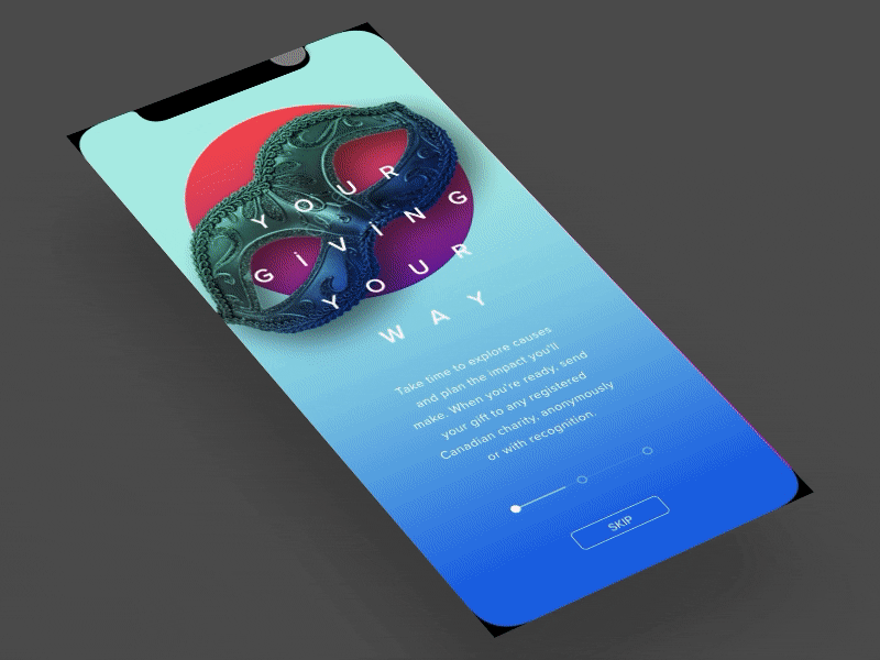 Charitable Impact Onboarding animation app design onboarding typography ui