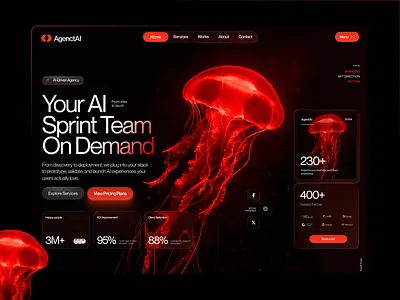 AgentAI — Landing Page Design 3d animation branding design figma graphic design illustration logo motion graphics typography ui ux vector