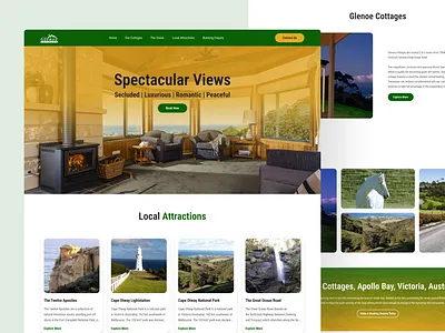 Glenoe Cottages Landing Page Design appartment booking cottages landing page glassmorphism hotel landing page luxury website modern landing page premium website ui ui ux website design