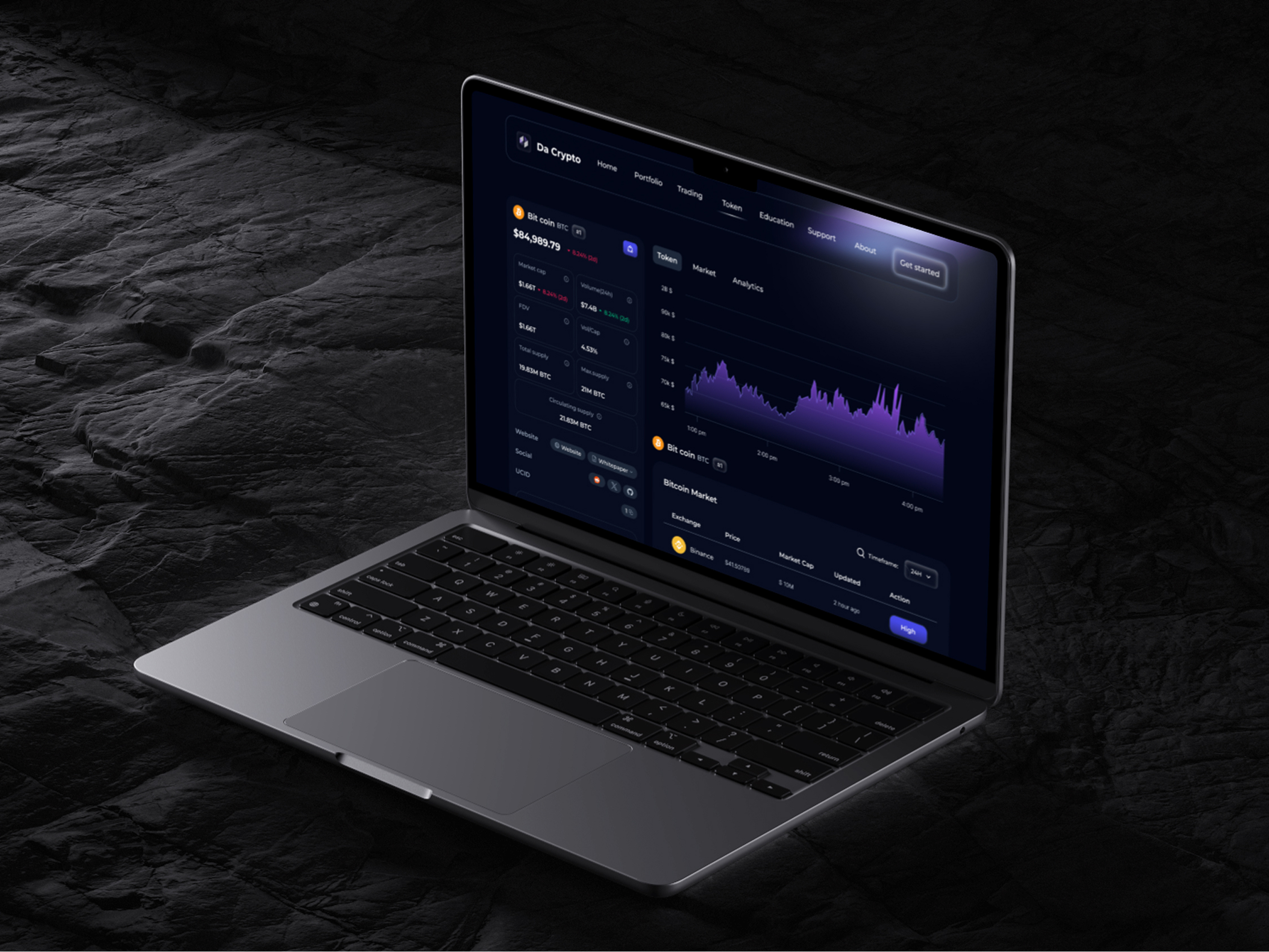 DA Crypto — End-to-End Crypto Platform UI (Web) app crypto darkmode dashboard glowingui productdesign ui ux webapp webdesign website