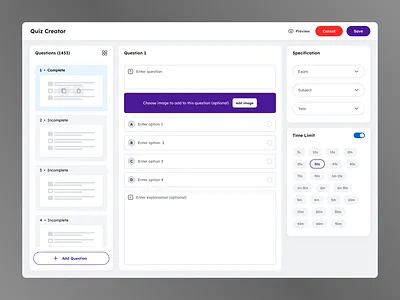 Quiz Creator desktop app desktop design edtech education education technology question creator quiz quiz creator software design ugc ugc creator web app