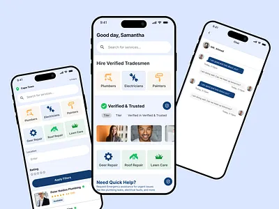Tradesman App and Admin Panel Design app design modern app plumbing app saas app services app ui ux