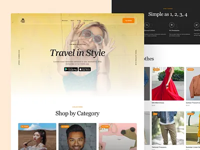 Travel Clothing Club Landing Page Design ecommerce website fashion landing page glassmorphism luxury website modern landing page premium website ui ui ux website design