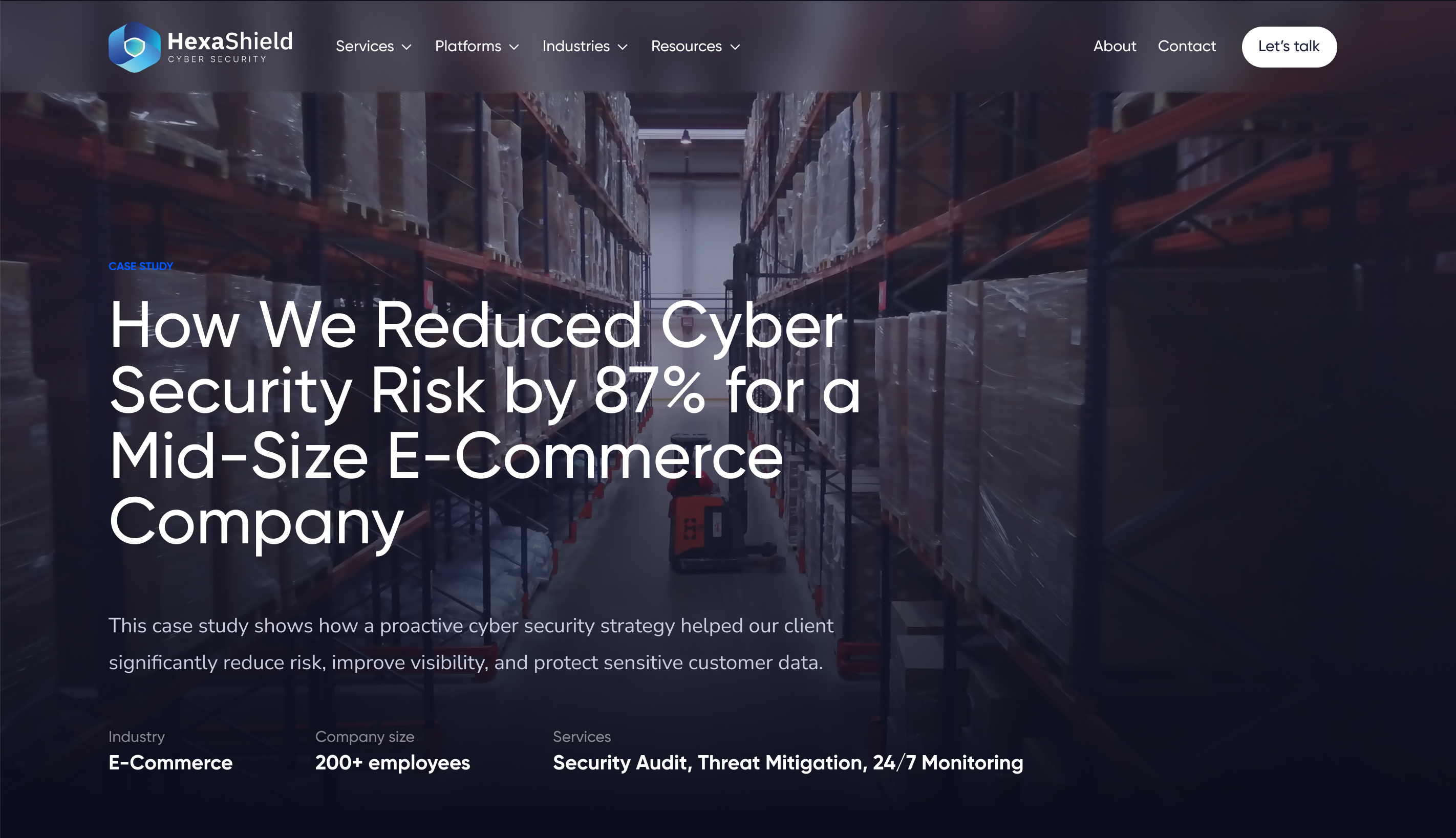 Dark Mode - Cyber Security Agency cards case study dark mode design faq hero numbers page steps web