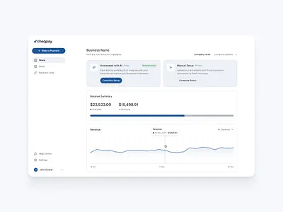 Account overview account insights admin panel analytics graph balance overview business dashboard clean dashboard finance dashboard flat minimal revenue chart saas setup checklist shadcn shadcnui sidebar navigation tailwind web dashboard ui
