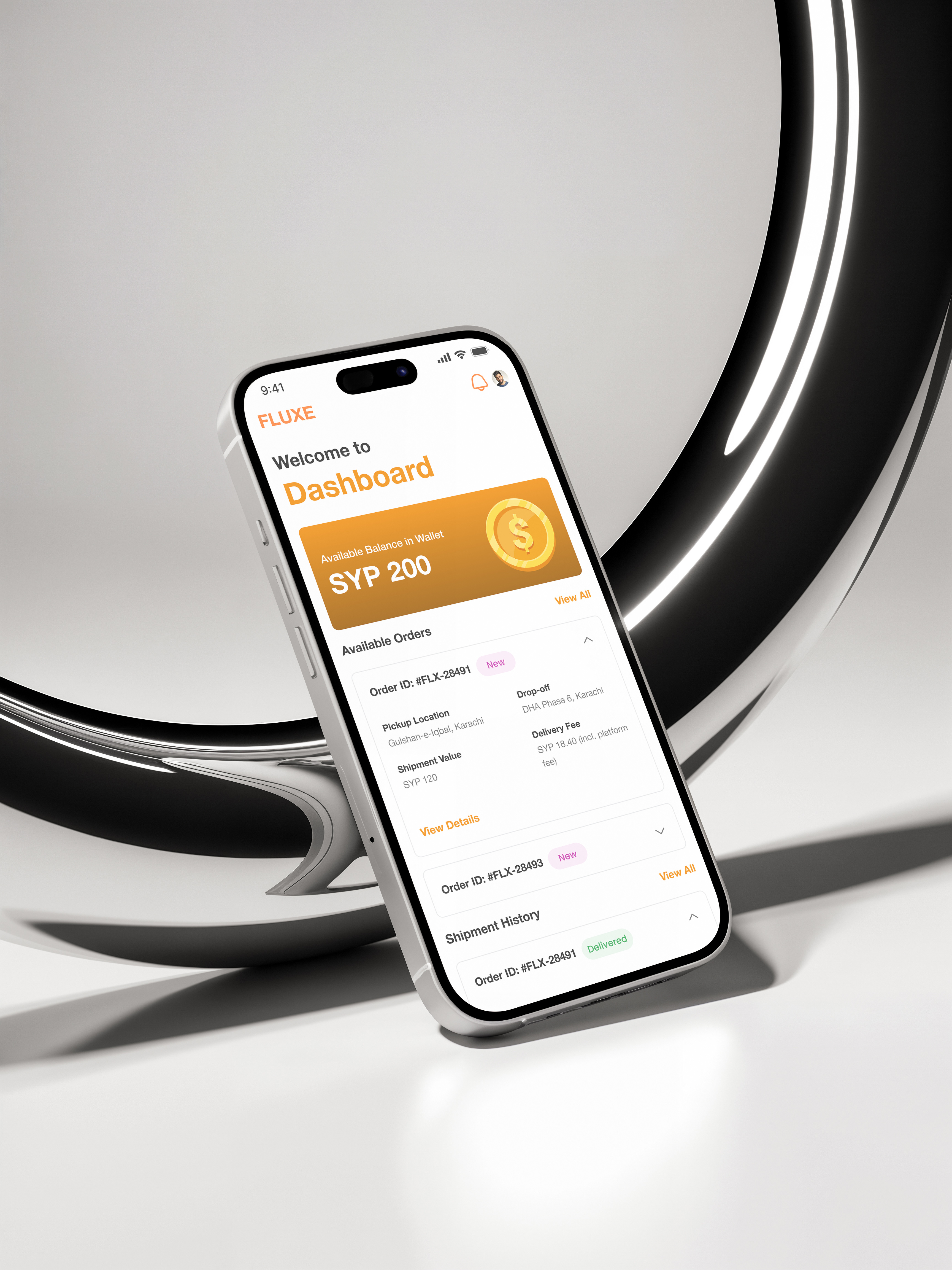 Fluxe App and Admin Panel Design app design delivery app glassmorphism modern app ui ux