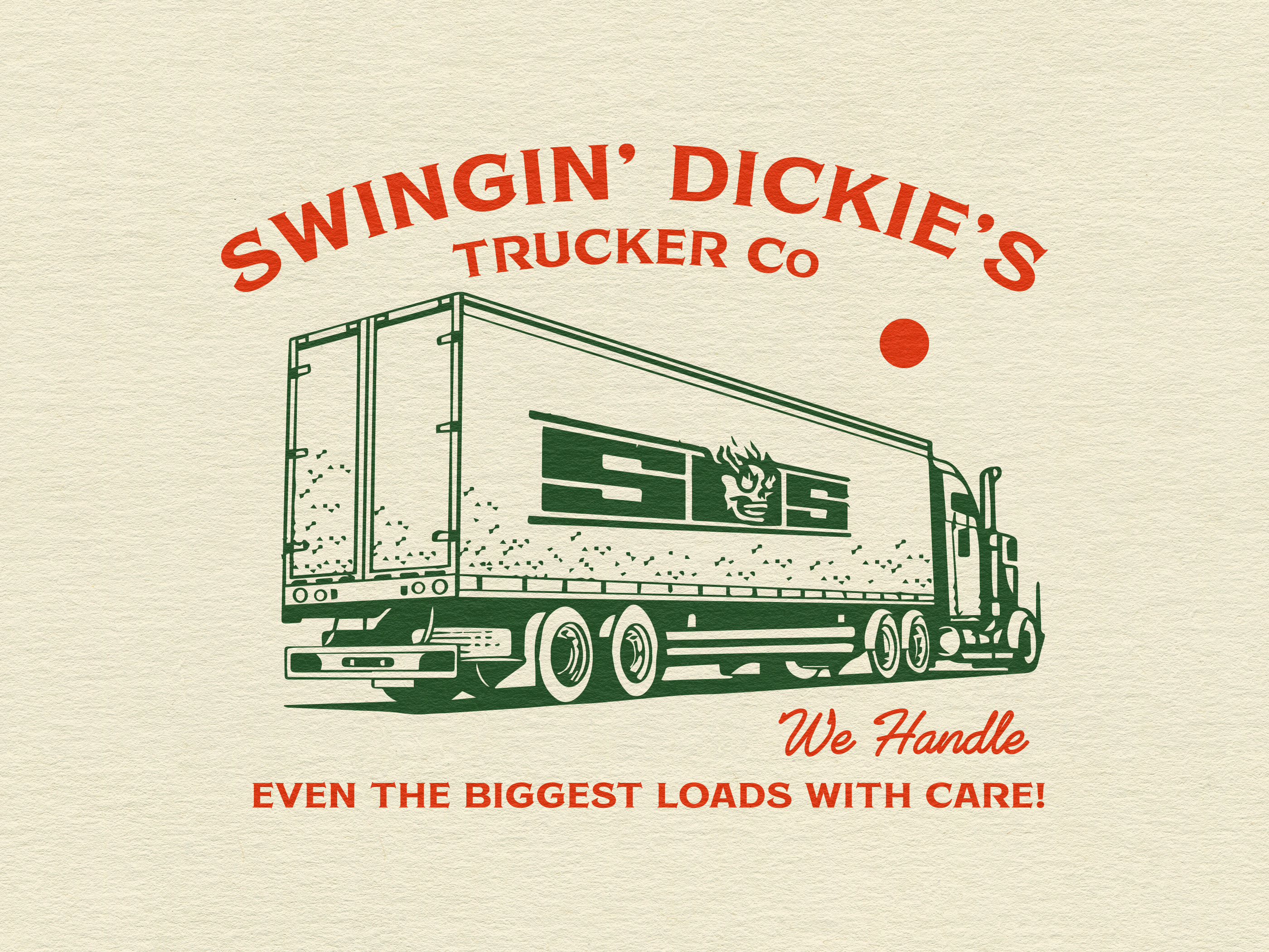 Swingin Dickies Trucker - Vintage Illustration apparel artwork badges branding delivery truck graphic design handdrawn illustration logo merchandise retrodesign sos t shirt truck illustrator trucker vintage artwork vintage design vintageillustration vintagelogo vintagetshirt