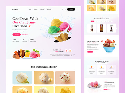 Ice Cream Website UI UX Design clean ice cram ice cream ice cream landing page ice cream landing page design ice cream ui ice cream website modern web website