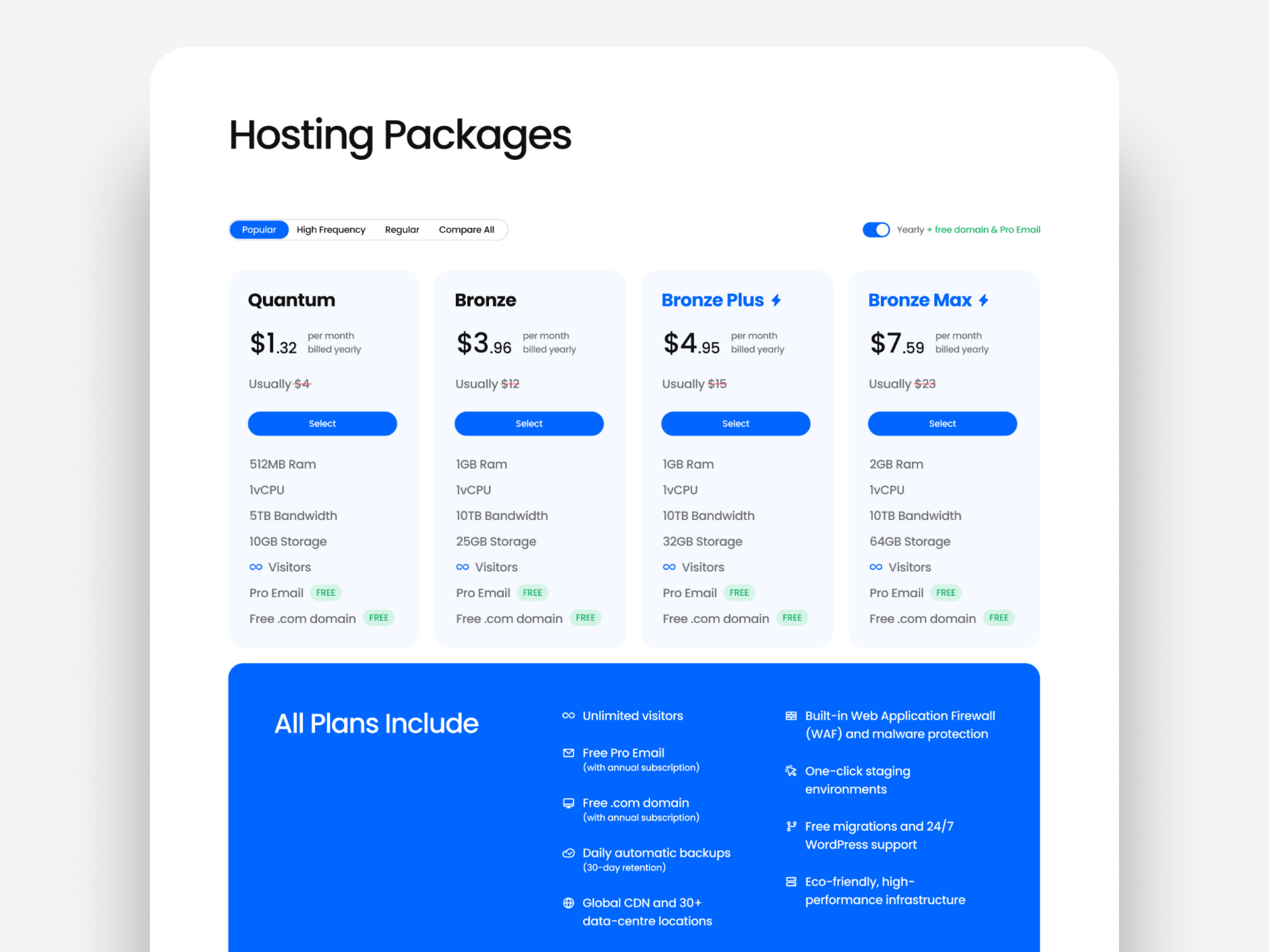 Modern and Minimalist UI/UX Pricing Page clean ui conversion interface landing page minimalist modern ui pricing page pricing table saas subscription ui ux web design