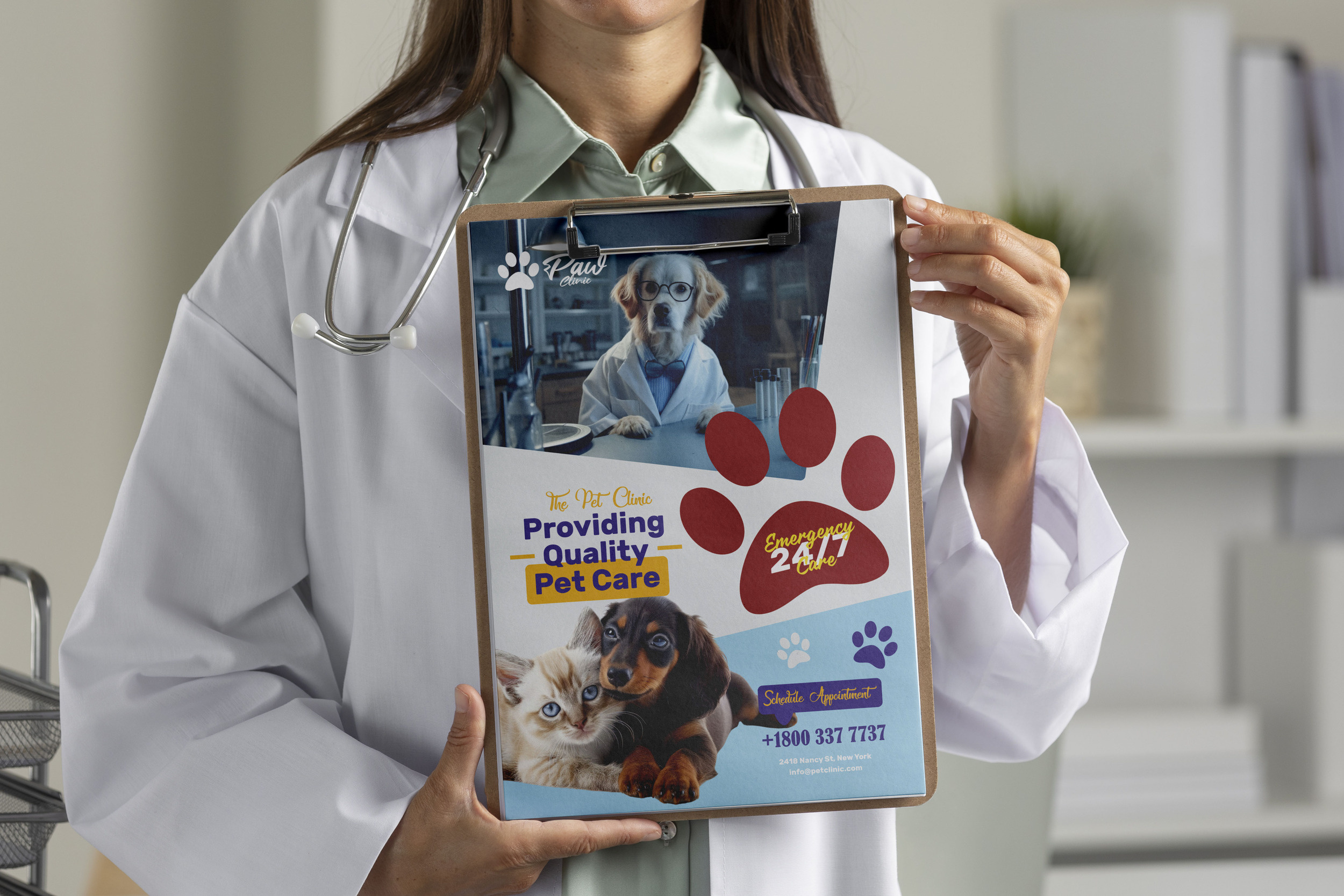 Professional Flyer Design for Veterinary Pet Clinic Services branding design dribbbledesign flyer graphic design illustration logo moderndesign printdesign