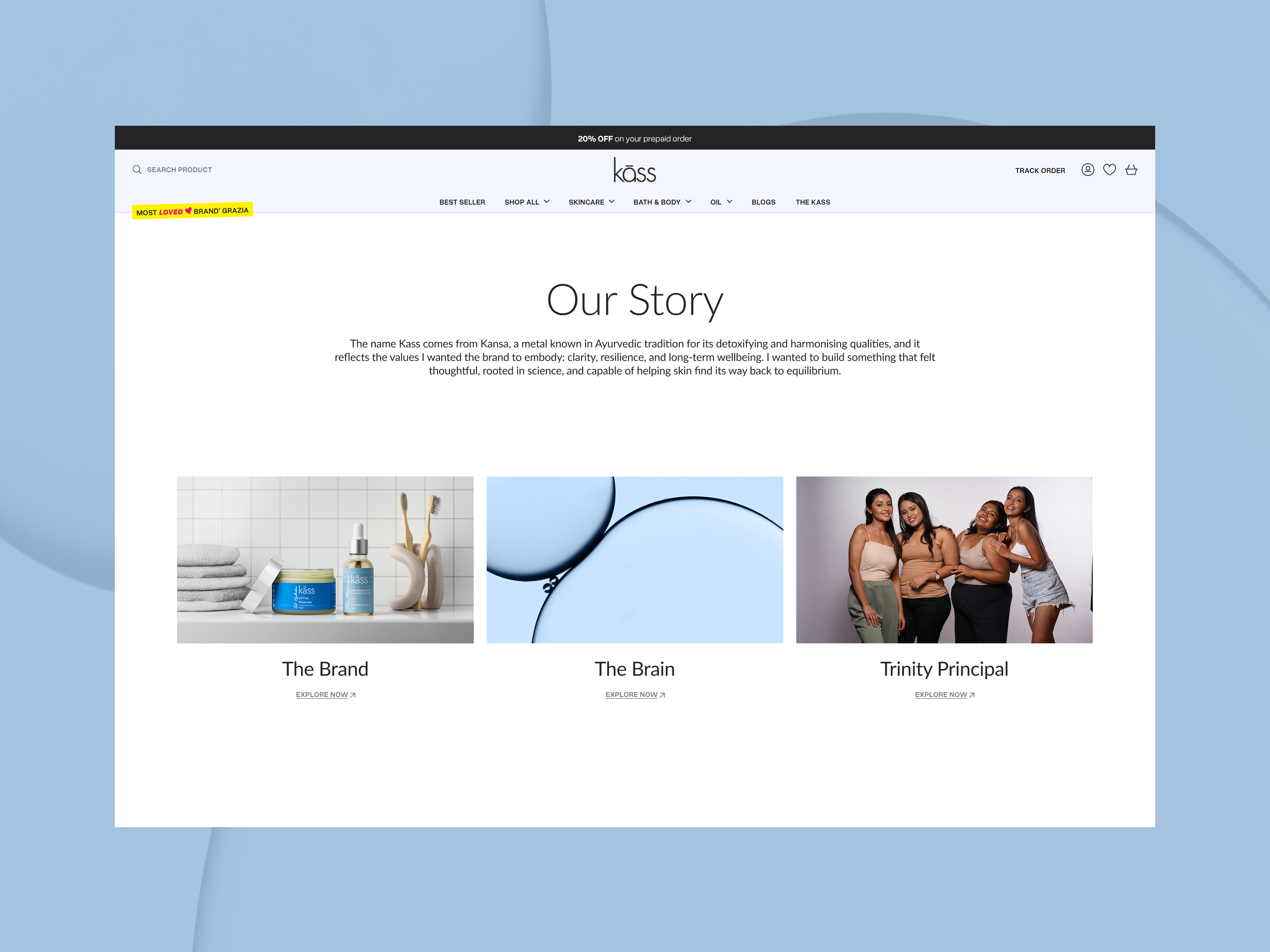 KassCare Collection Page || Premium Skincare UI/UX answer brand story creative ui digital experience ecommerce ux faq faqsdesign modernui questions shopifydesign skincare brand storytelling design ui uiux design ux website design