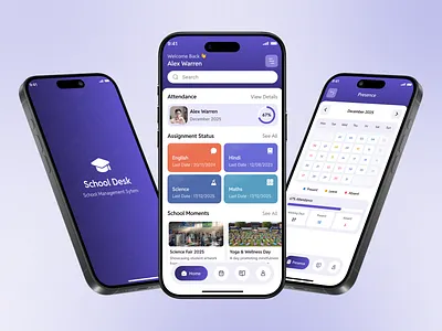 Digital School Management System UI 🏫 appdesign attendanceapp dashboard dashboardui digitalproduct educationapp elearning interactiondesign minimalui mobileapp mobileappdesign productdesign schoolapp schoolmanagement schoolmanagementsystem uidesign