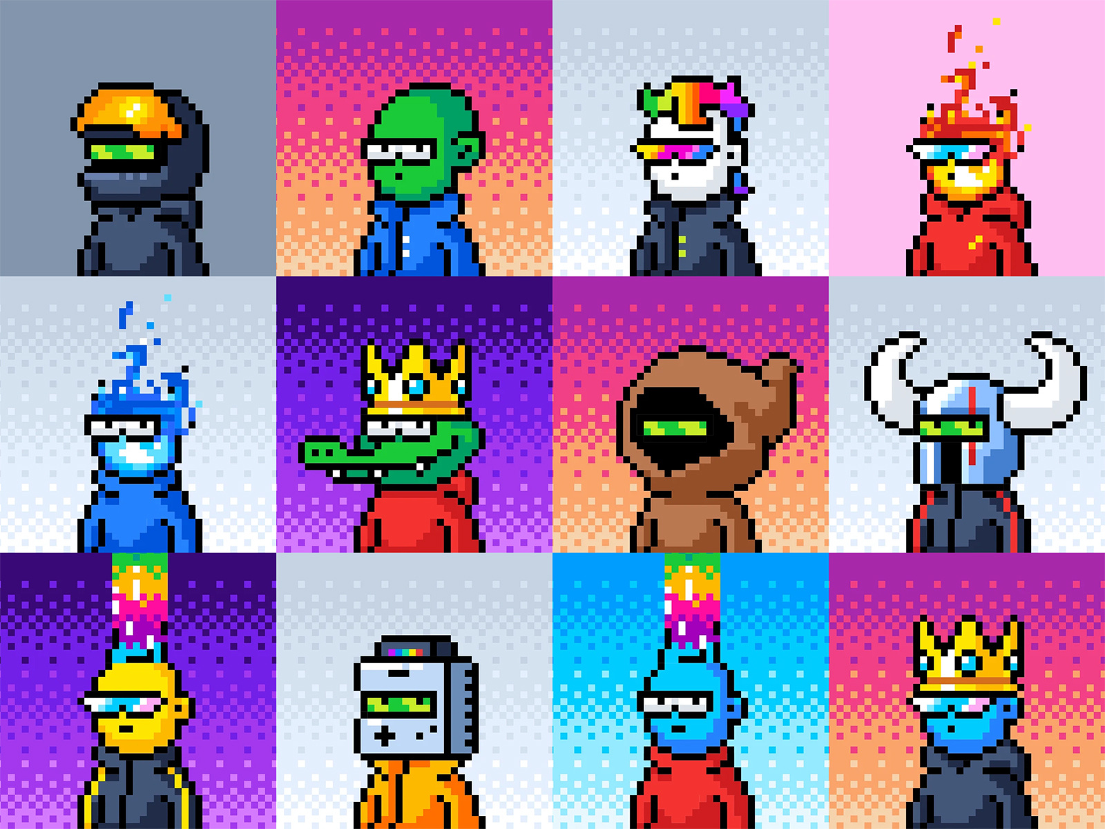 NFT Collection, Abstract Character Design, Crypto Pixel Art