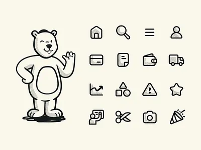 Dovi | Mascot and Icons bear cartoon design flat graphic design icon icons illustration minimal retro simple ui vector vintage