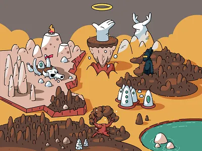 2D Doodle Map Landscape Background Illustration in Illustrator 2d art artwork branding cartoon character character design digital game game design graphic graphic design illustration map picture vector