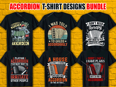 ACCORDION T-Shirt Design Bundle design etsy illustration merch by amazon tshirt design free