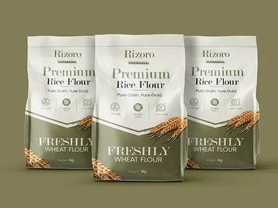 Rizoro | Food Branding & Flour Pouch Packaging Design brand guidelines brand identity brand identity design branding branding kit design graphic design illustration label design logo design packaging design pouch packaging