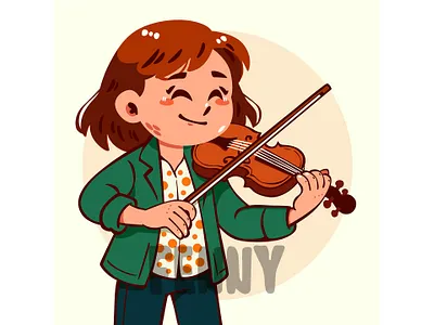 Cartoon Girl Playing a Violin art artist artistic cartoon concert cultural education entertainment festival music musician orchestra party performance play playing professional sound violin