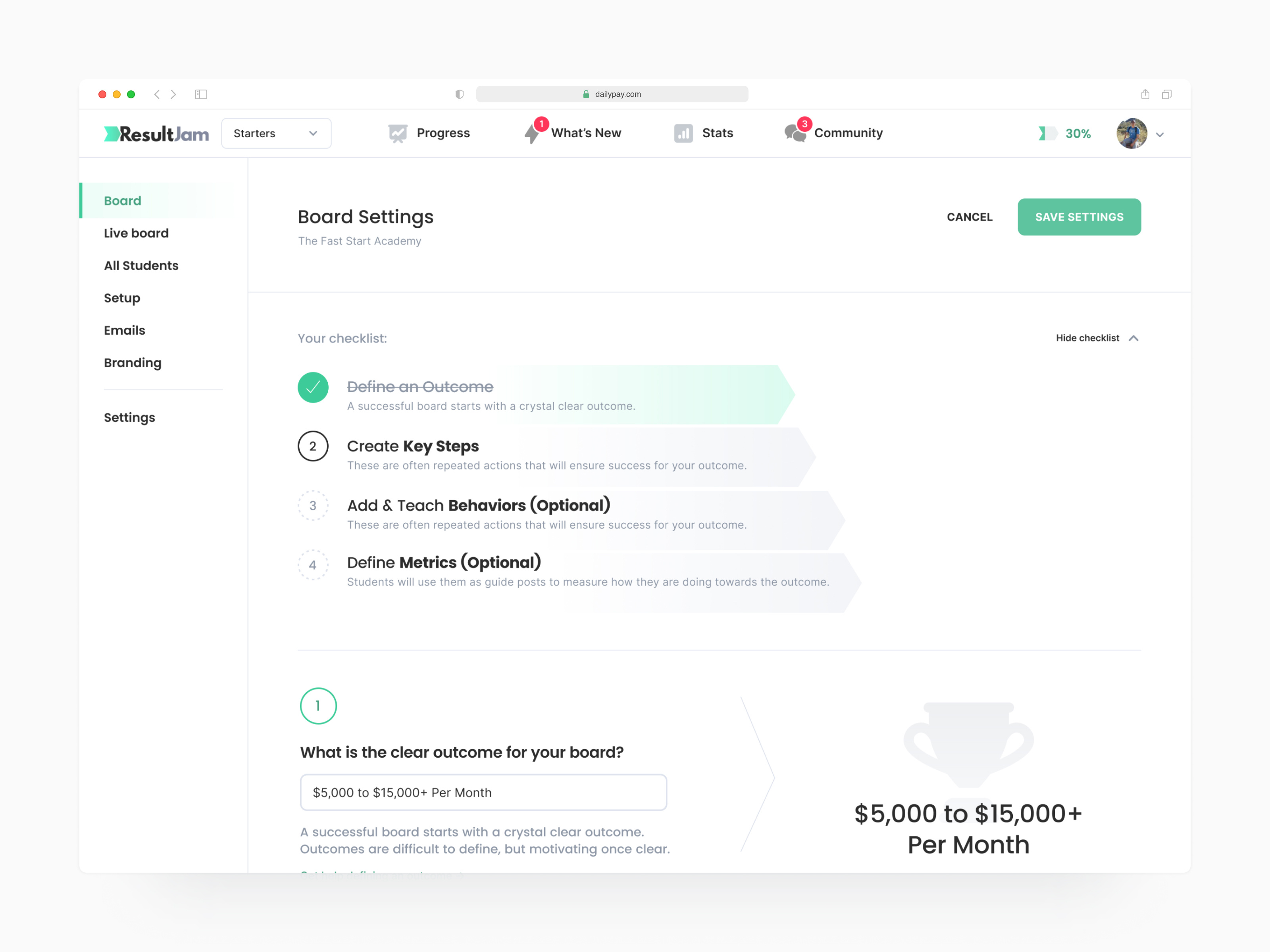 Course Settings - Gamified Educational Portal (Web App) community course dashboard education gamification learning lesson minimal portal product designer results saas social software startup ux ux designer web app web app design