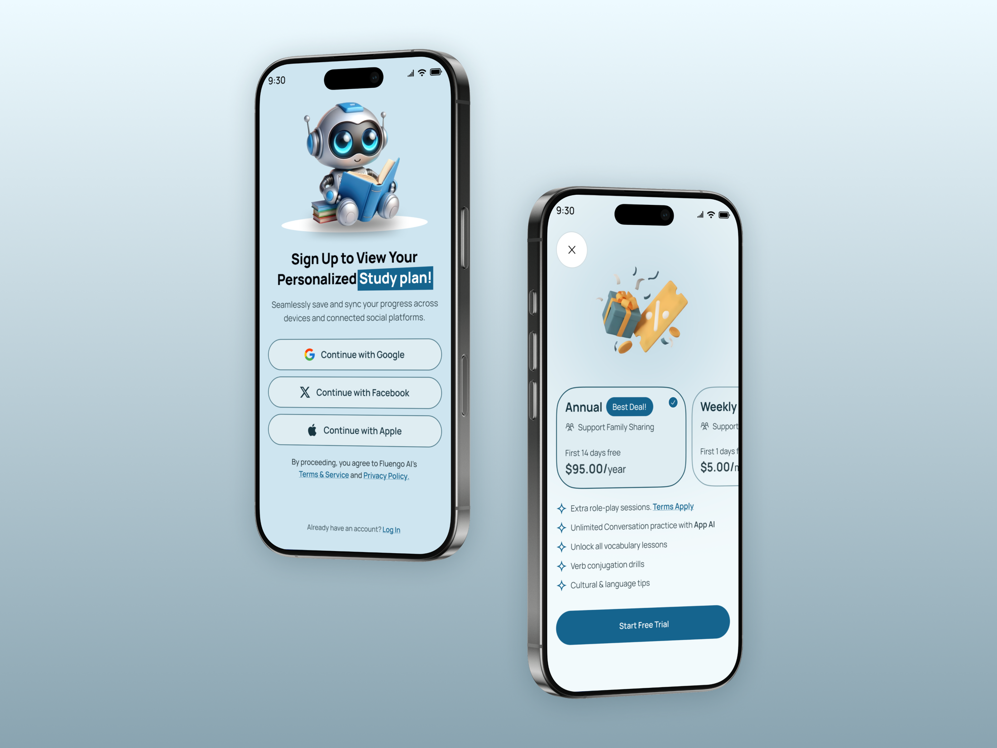 AI Language Learning App UI ai language learning app app design best app design e learning app education app language learning learning app mobile mobile app mobile app design mobile app ui online study app product design sign up smart assistant smart education app ui ui ux design