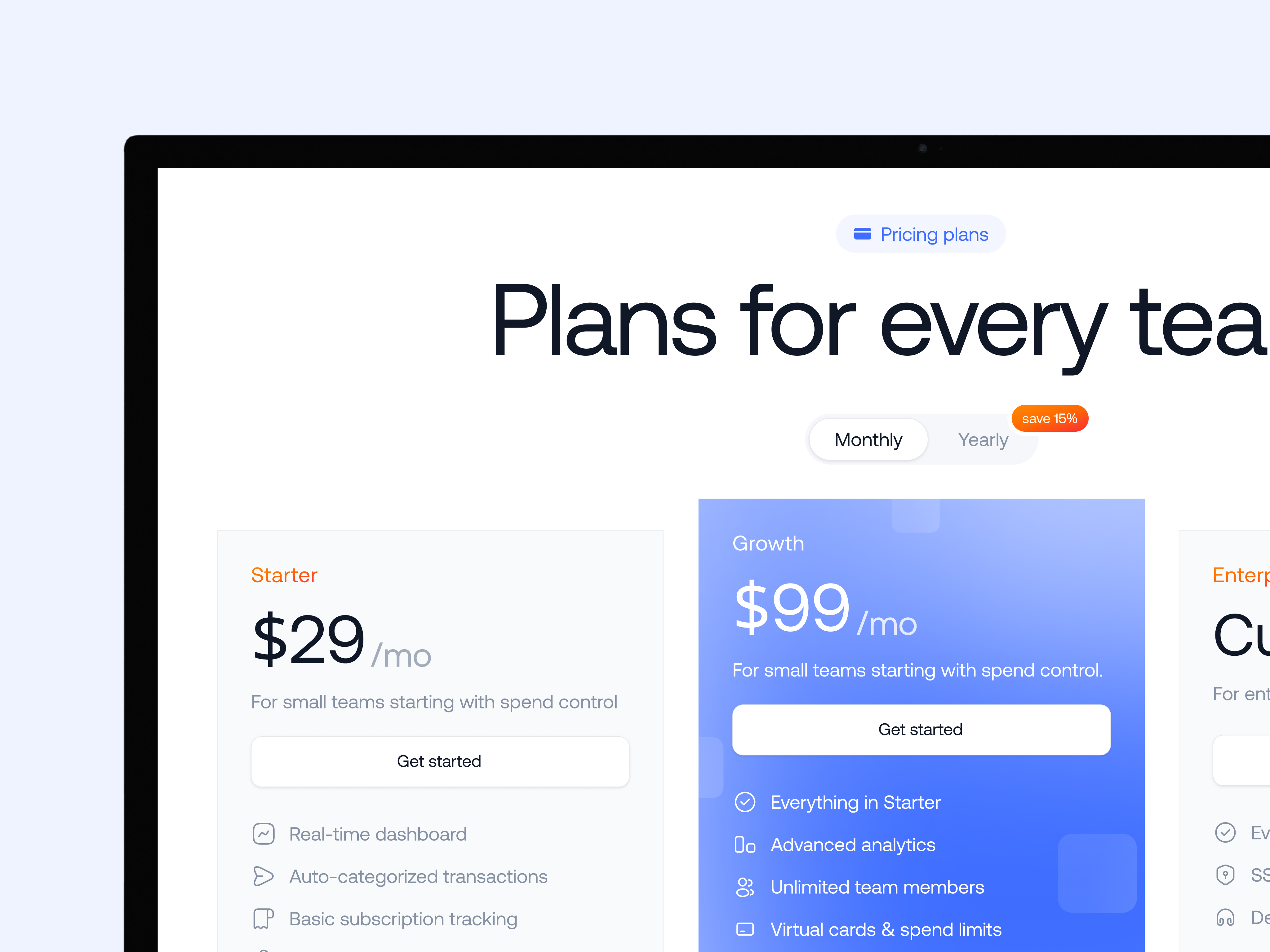 Example of SaaS Pricing Page Design
