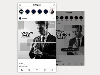 Mega Fashion Sale – Instagram Post Design brand promotion digital marketing design fashion advertising fashion sale banner instagram mockup instagram post design modern graphic design social media design