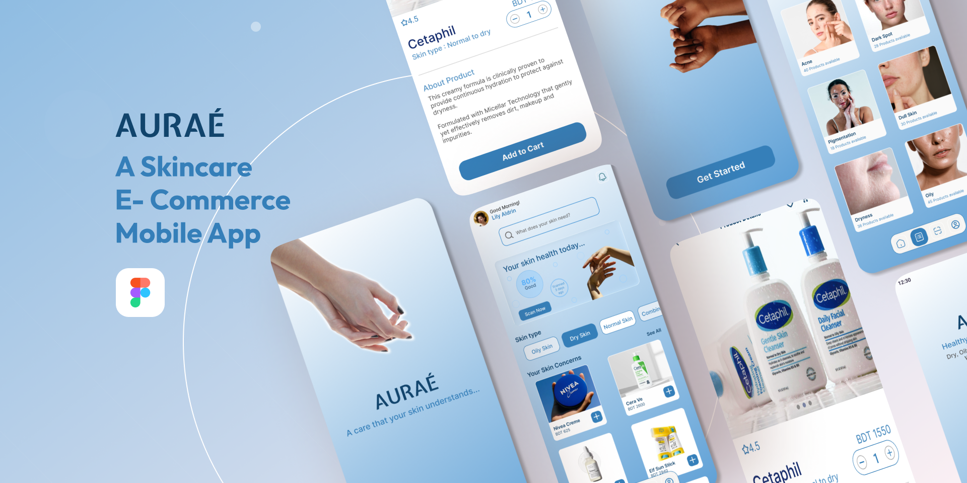 AURAE : Skincare based E-commerce Mobile App branding e commerce mobile app product design skincare skinhealth ui user experience ux