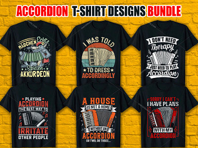 ACCORDION T-SHIRT Designs Bundle canva t shirt design etsy merchbyamazon