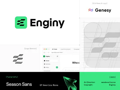 Enginy Logo Design artifical b2b brand design e gradient guide guidelines identity intelligence letter logo mark monogram sales symbol