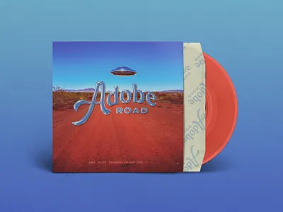 Red Dirt Transmission | Adobe Road Music album art album cover cowboy dirt road illustration music music venue record retro texas tx typography ufo vintage vinyl vinyl record western