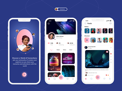 Social Media App app branding chat connect design presentation productdesign social status ui uiux