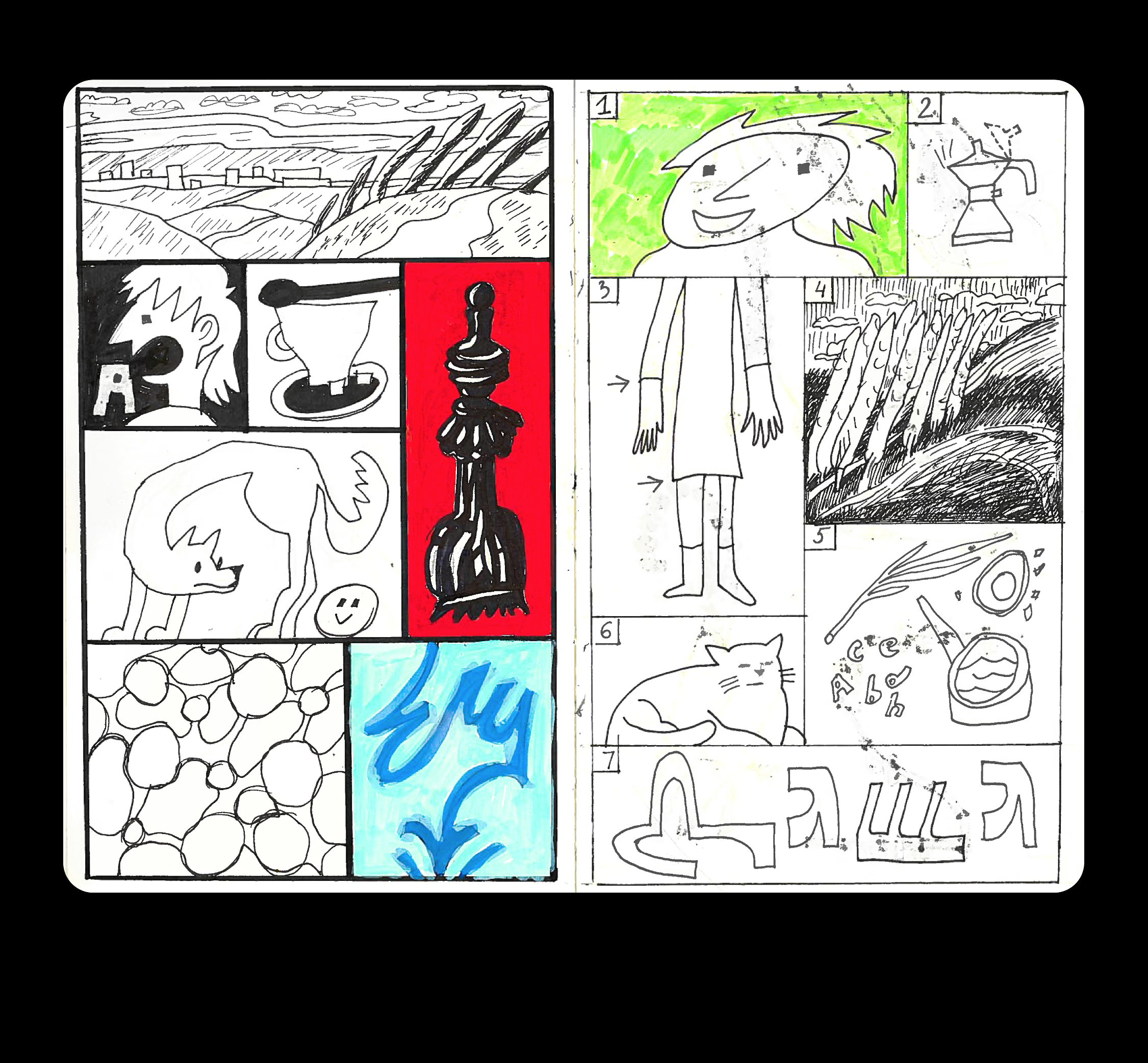 A spread from a sketchbook craft graphic design illustration sketchbook typography