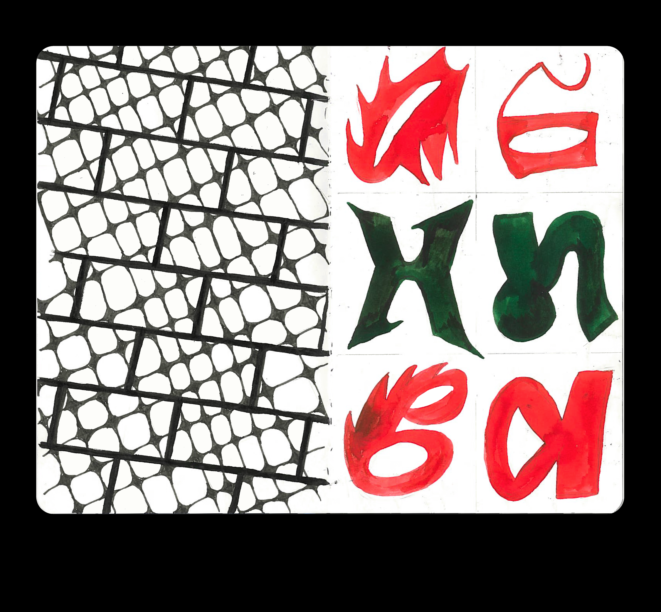 A spread from a sketchbook craft design graphic design illustration sketchbook typography