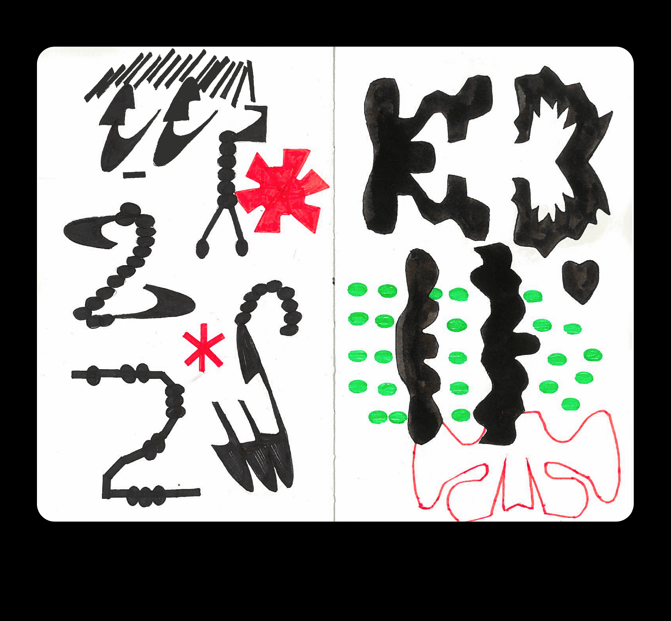 A spread from a sketchbook craft design graphic design illustration sketchbook typography