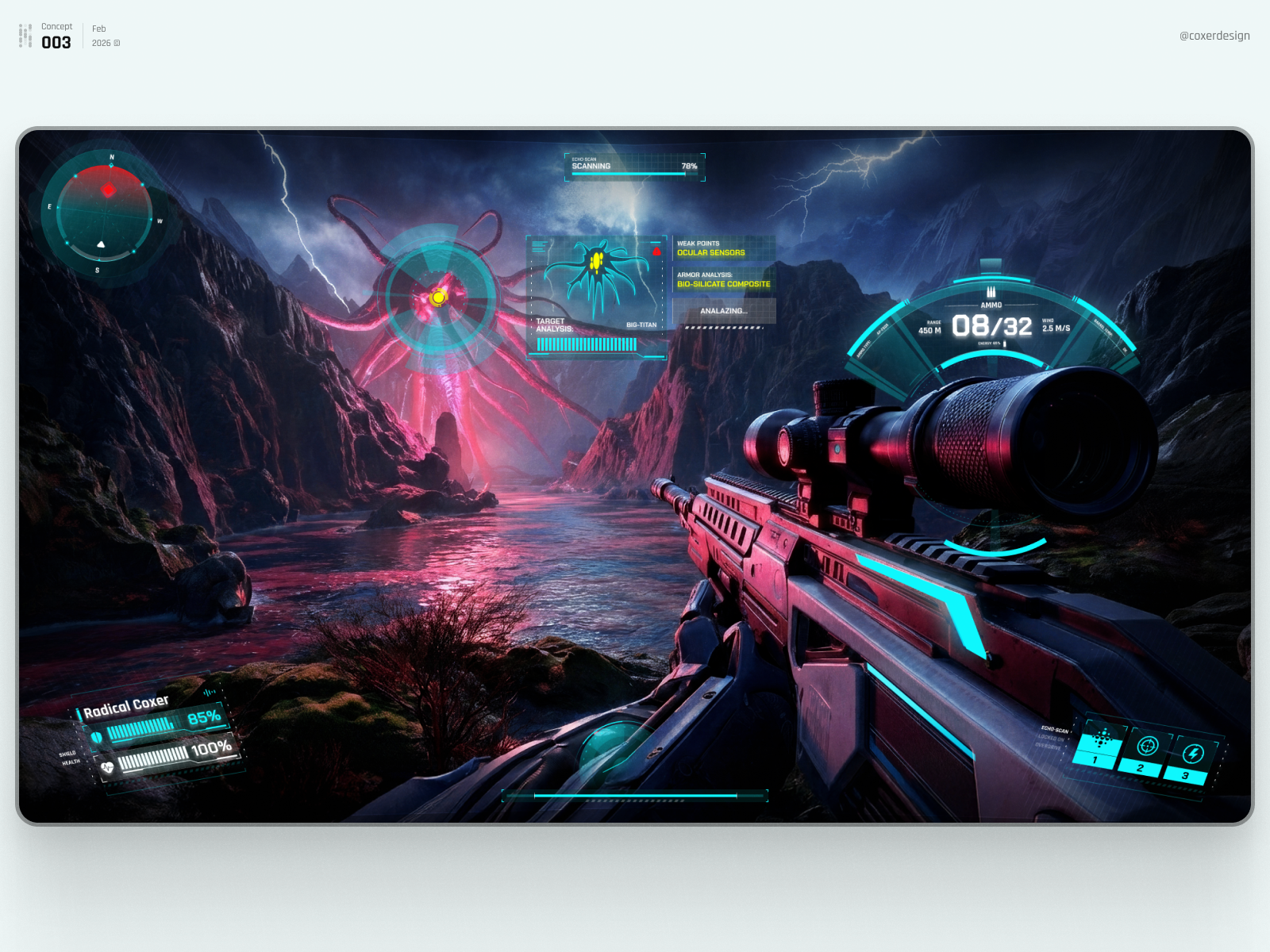 Sci-Fi Diegetic Helmet HUD Concept app appdesign design fui gaming graphic design hud illustration interfacedesign ui ux