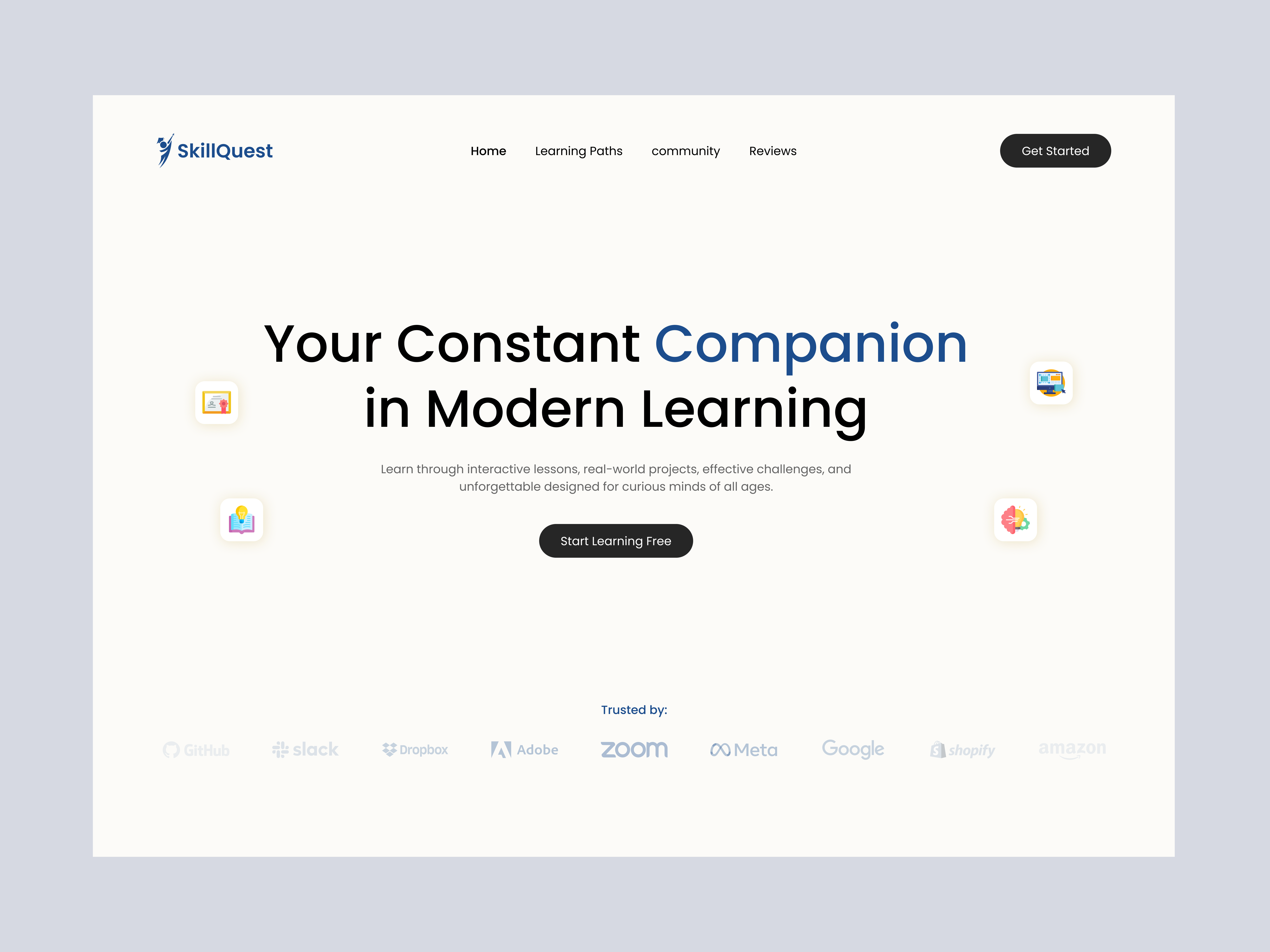 E-Learning Platform Landing Page UI clean ui education website elearning figma hero section landing page landing page design learning platform modern ui product design ui ui design ux design web design website ui