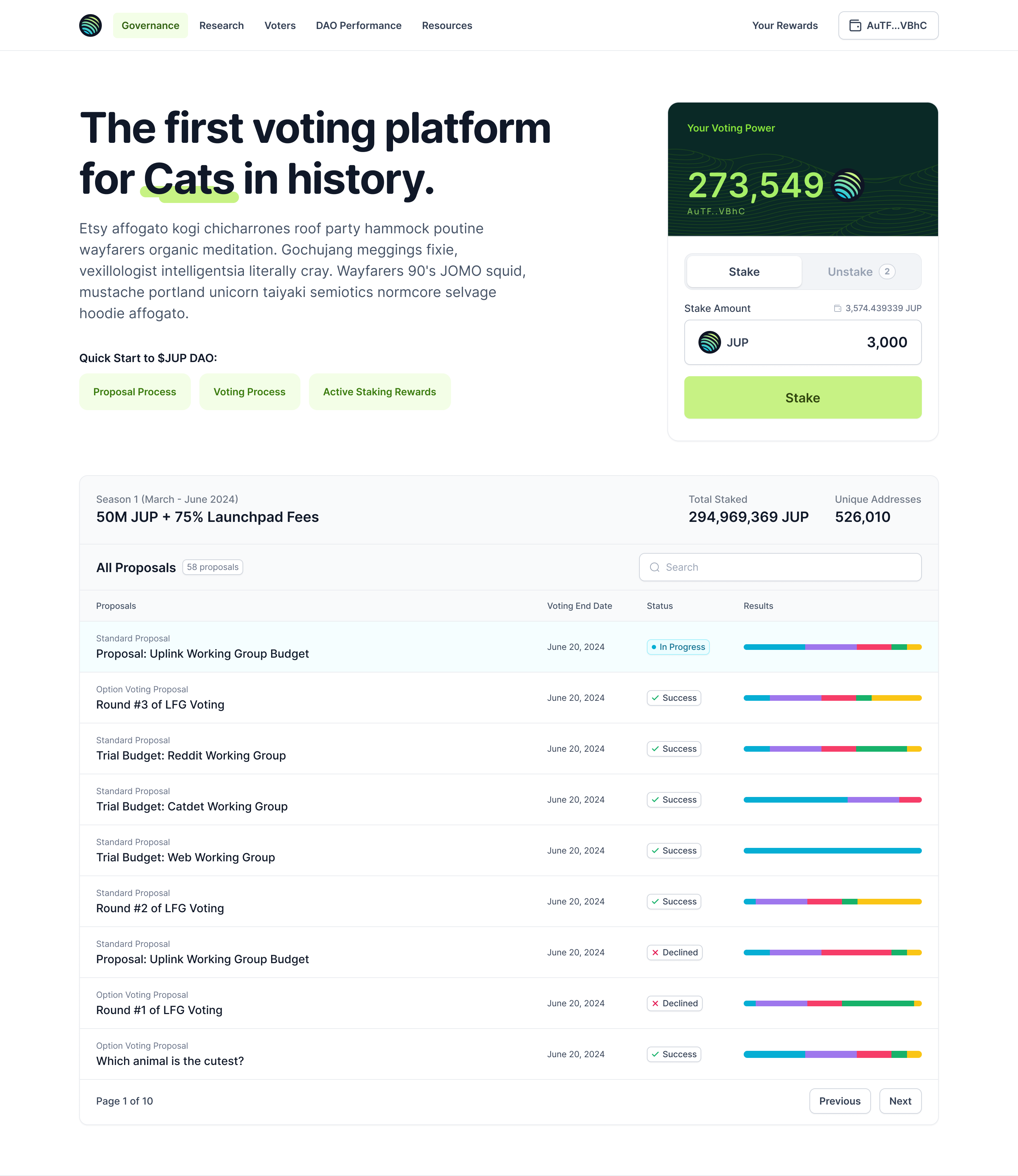 Example of Jupiter DAO - Proposal