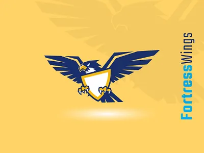 FortressWings | Eagle Shield Emblem Logo badge design bird branding crest logo design eagle emblem logo falcon fortresswings gaming illustration logo logo design mascot mascot logo shield shield logo sports