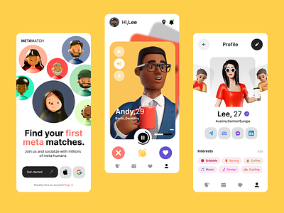 Mobile design for Dating app build designdrug ui watchmegrow