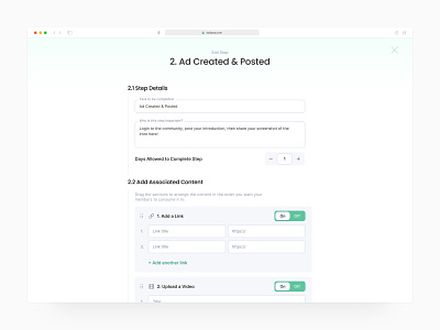 Lesson Step Editor - Course Creation Portal (B2C) admin course dashboard education gamification learning lesson minimal product design saas social software startup ui designer ux uxui web app