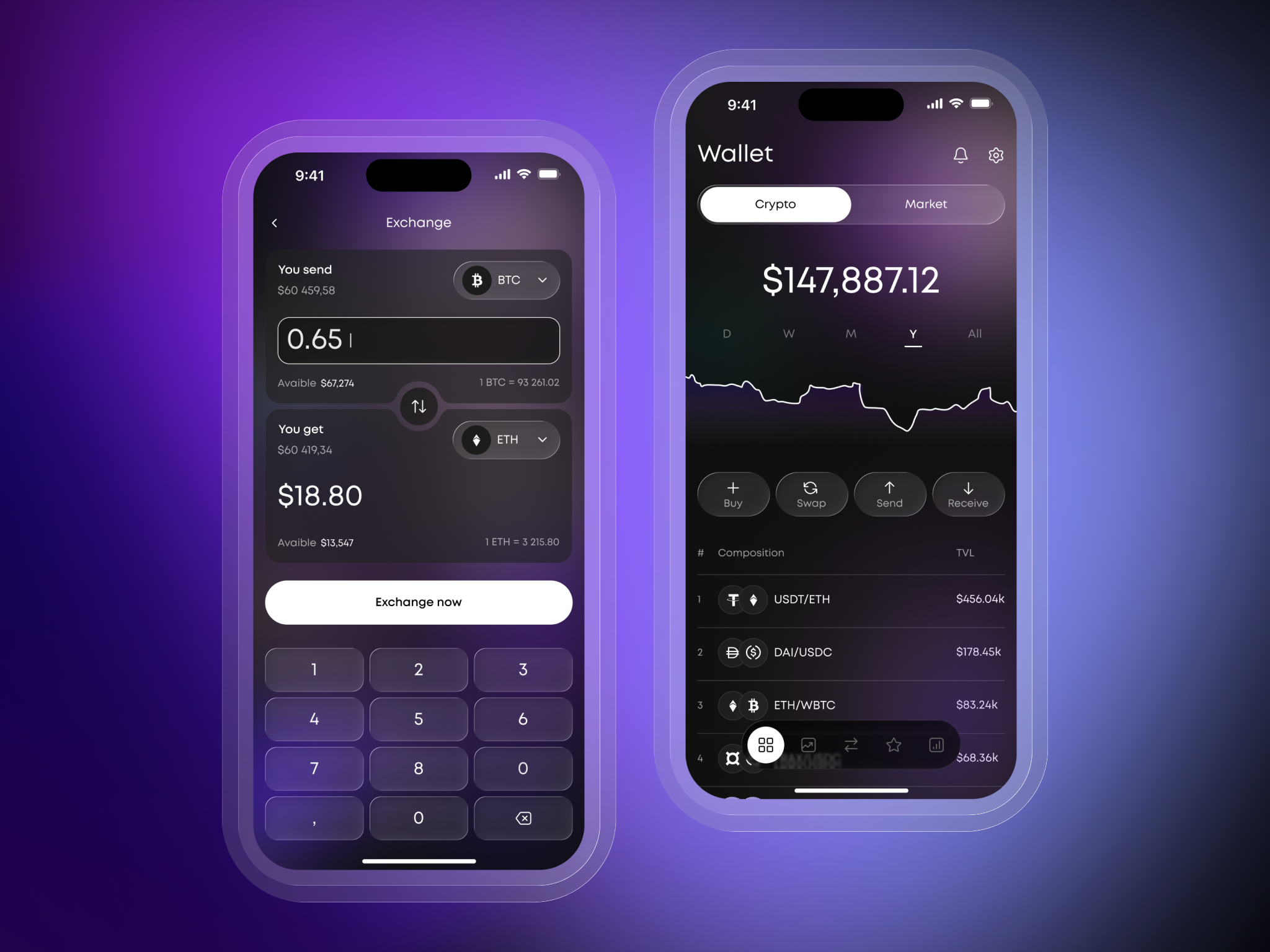 Crypto Wallet — Mobile UI Concept application crypto crypto wallet inter interface mob app mobile app ui ui concept uiux ux wallet
