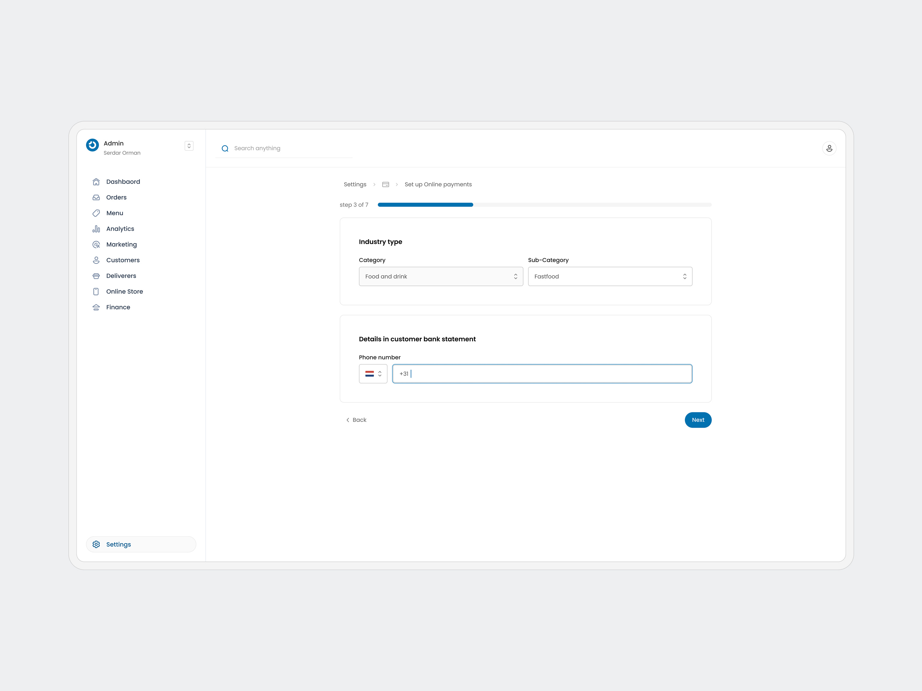 Payment Setup Flow for SaaS Admin Dashboard admin dashboard design system fintech ux interface design payment experience product design saas design user flows ux ui web app design