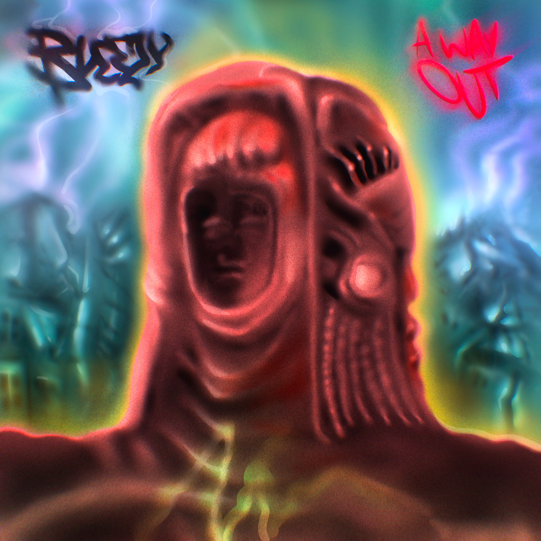 "A Way Out" airbrush art branding character color pencil cover design draw dream illustration music psychedelic strange tee shirt vintage water ink