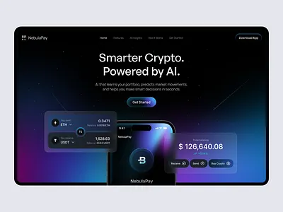 AI Crypto Landing Page Concept ai landing page ai powered app conversion focused landing page crypto landing page hero section design home page design landing design landing page design modern design web app