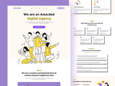 Landing Page for Digital Agency clean creative design dribbble flatdesign illustration modern ui ux